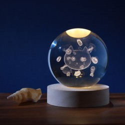 LAMPE BOULE DE CRISTAL CHAT