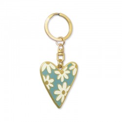 PORTE CLES COEUR FLEURI