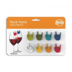 8 MARQUEURS DE VERRE ROCK HAND
