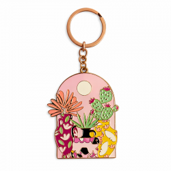 Porte clés Chat Cactus