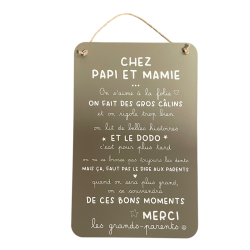 Plaque Papi Et Mamie - Gris