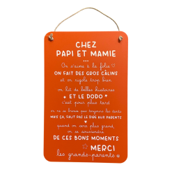Plaque Papi Et Mamie - Orange